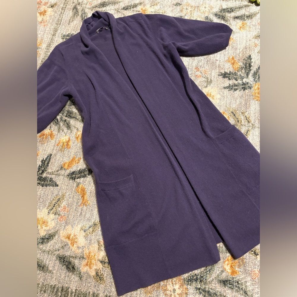 Vince Short Sleeve Purple Midi Cashmere Cardigan Sweater Women XS